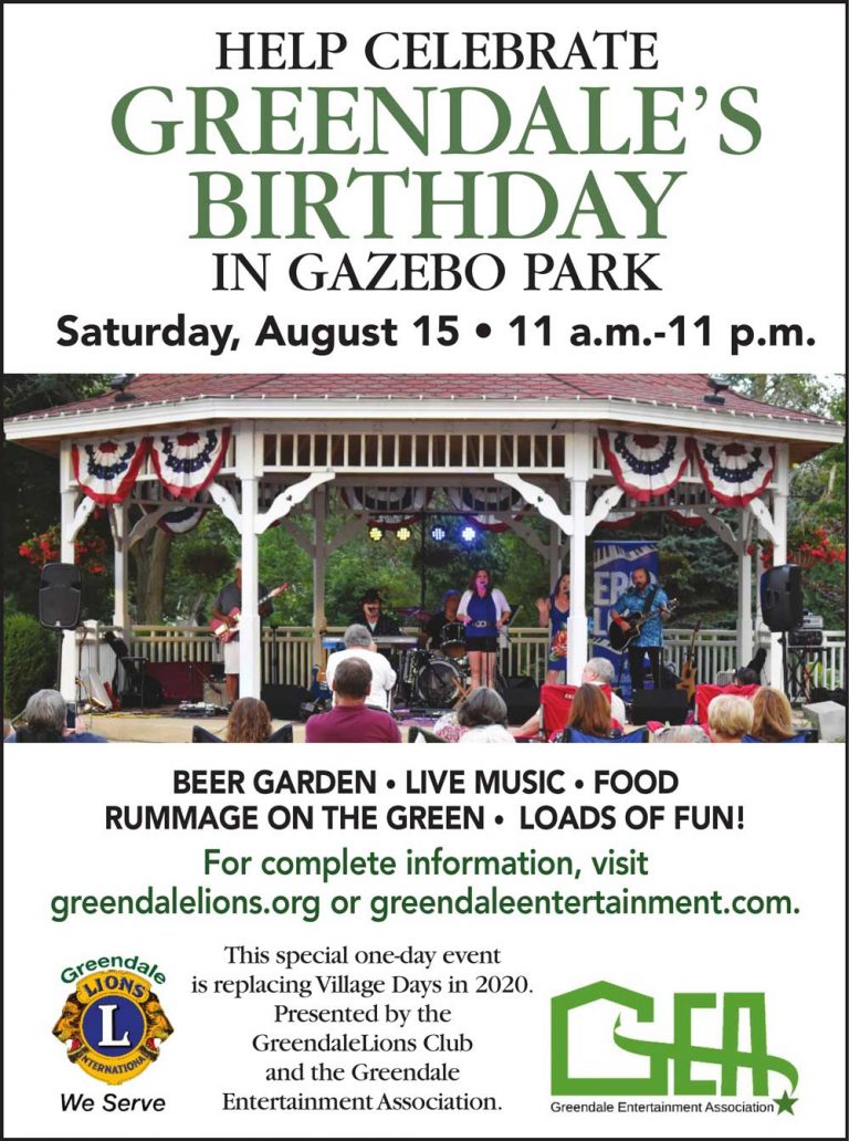 Celebrate Greendale’s Birthday in Gazebo Park Greendale Entertainment Association